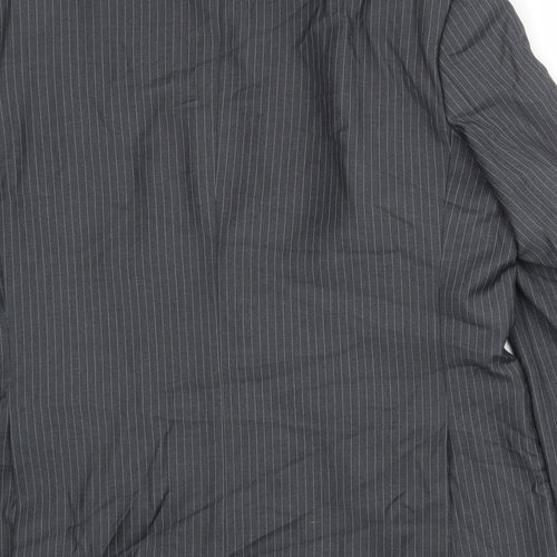 Karl Jackson Mens Grey Striped Polyester Jacket Suit Jacket Size 44 Regular