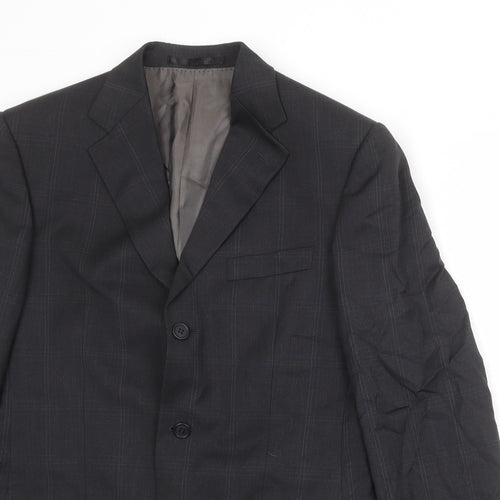 Marks and Spencer Mens Black Check Wool Jacket Suit Jacket Size 38 Regular