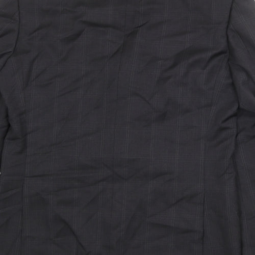 Marks and Spencer Mens Black Check Wool Jacket Suit Jacket Size 38 Regular