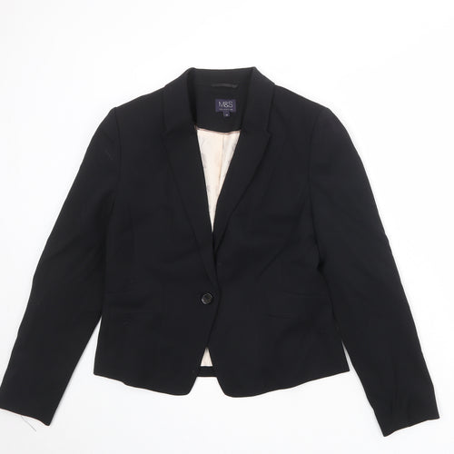 Marks and Spencer Womens Black Polyester Jacket Blazer Size 12