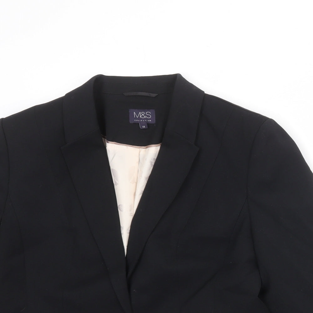 Marks and Spencer Womens Black Polyester Jacket Blazer Size 12