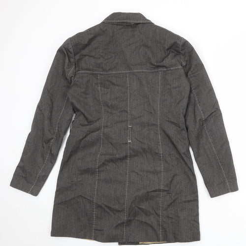 VERO MODA Womens Grey Overcoat Coat Size L Button