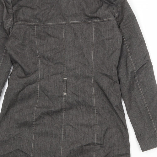 VERO MODA Womens Grey Overcoat Coat Size L Button