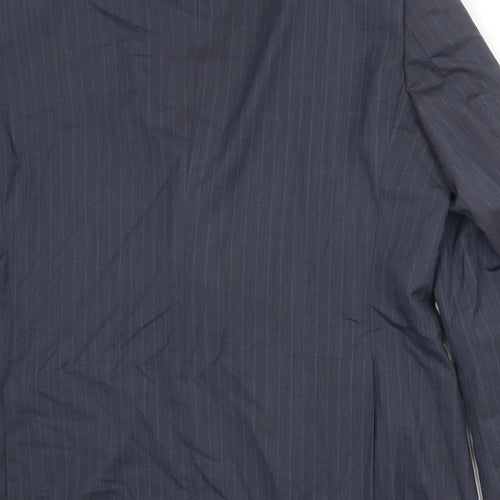 Howick Tailored Mens Blue Striped Wool Jacket Suit Jacket Size 44 Regular