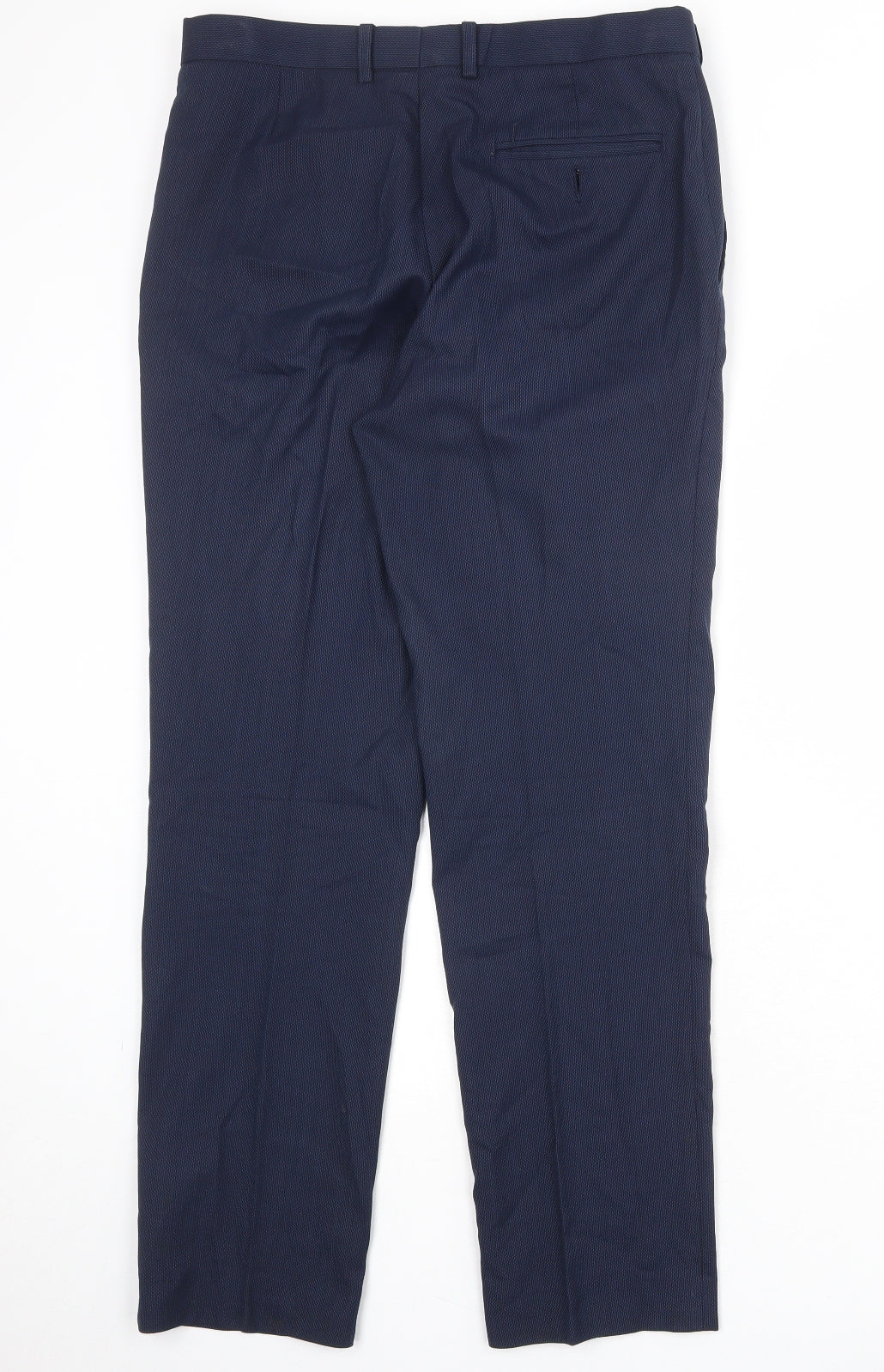 Marks and Spencer Mens Blue Polyester Dress Pants Trousers Size 32 in Regular Zip