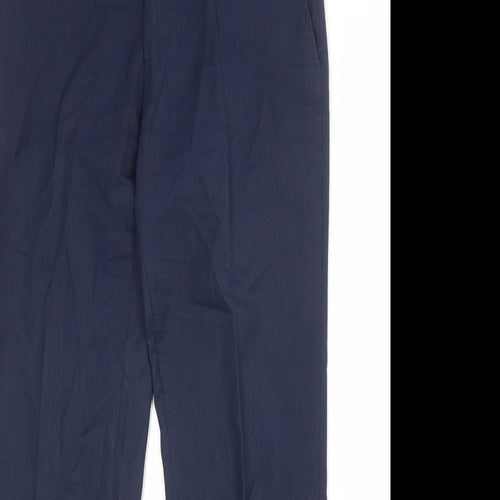 Marks and Spencer Mens Blue Polyester Dress Pants Trousers Size 32 in Regular Zip