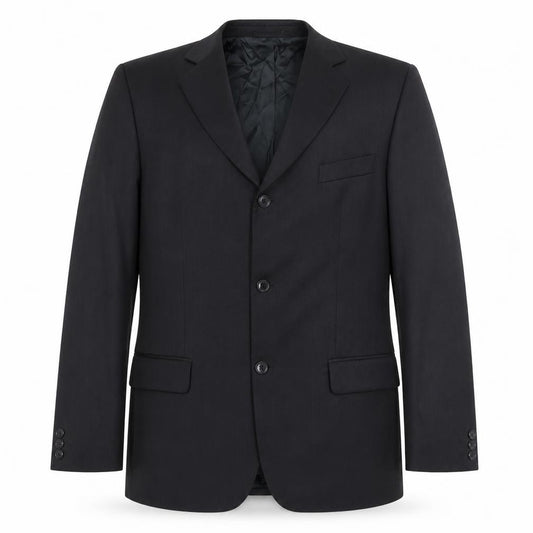Front view of Horne Brothers men’s black polyester jacket suit jacket, size 42, regular