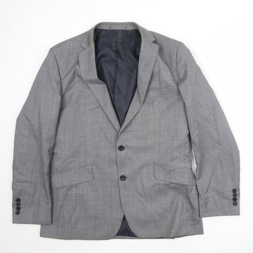French Connection Mens Grey Plaid Polyester Jacket Suit Jacket Size 42 Regular