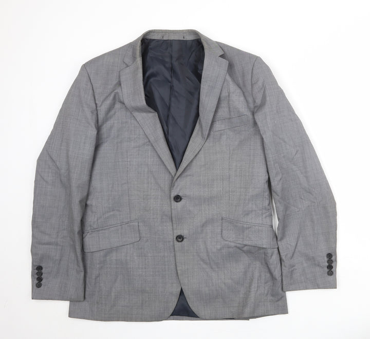 French Connection Mens Grey Plaid Polyester Jacket Suit Jacket Size 42 Regular