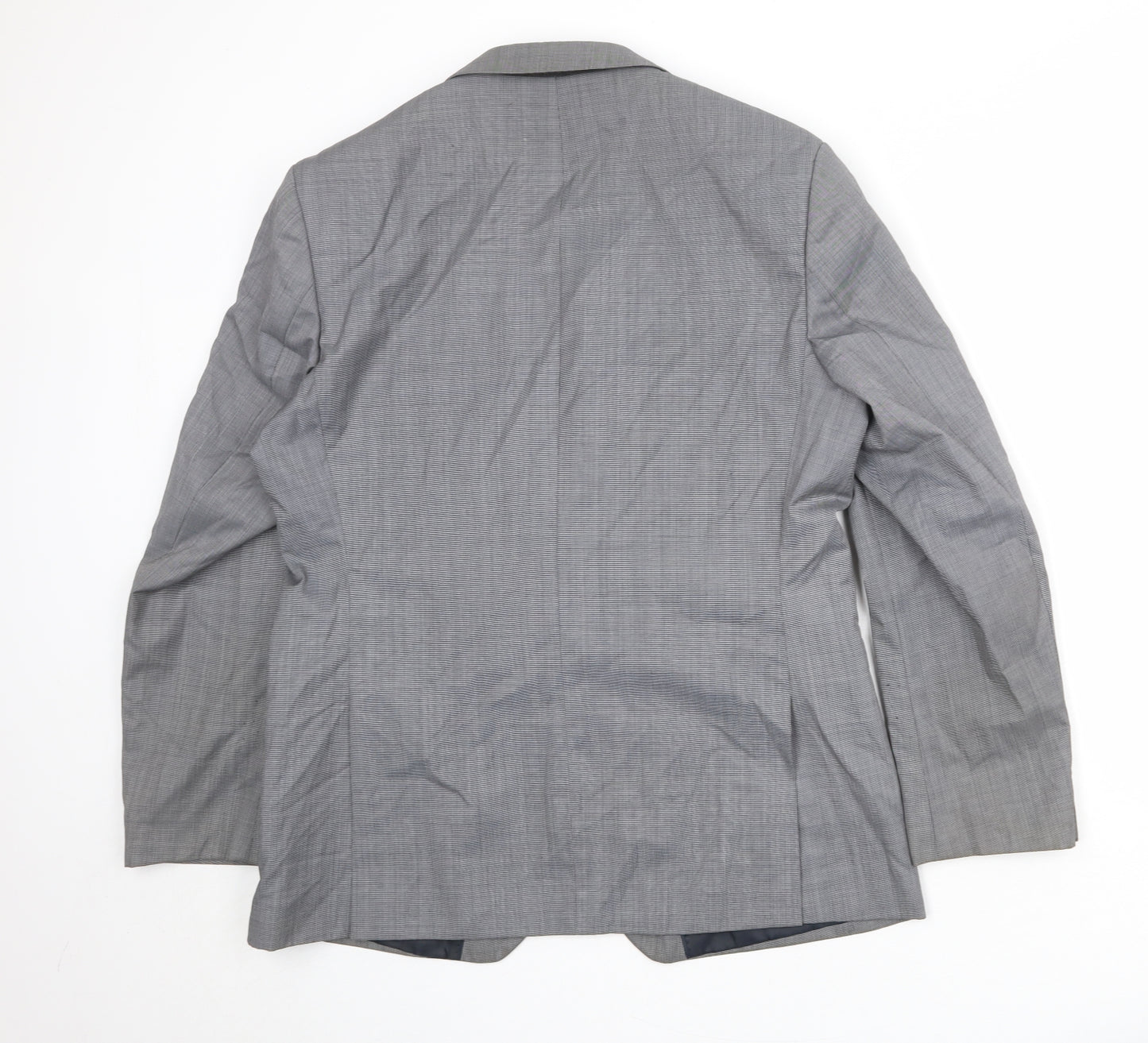 French Connection Mens Grey Plaid Polyester Jacket Suit Jacket Size 42 Regular