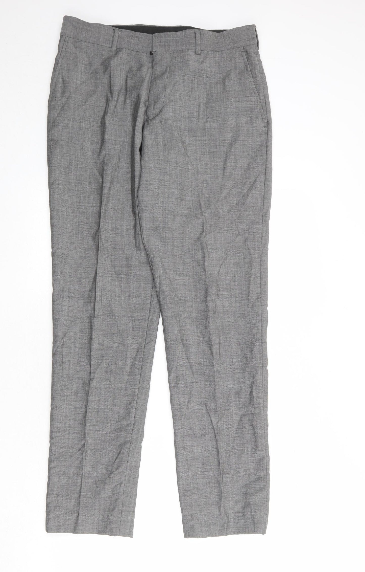 DKNY Mens Grey Polyester Dress Pants Trousers Size 38 in Regular Zip