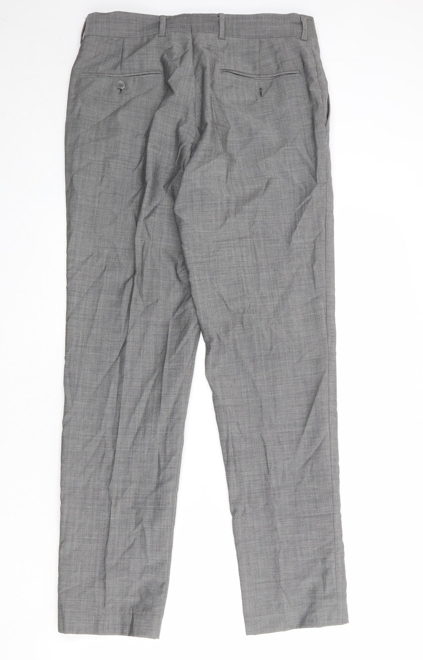 DKNY Mens Grey Polyester Dress Pants Trousers Size 38 in Regular Zip