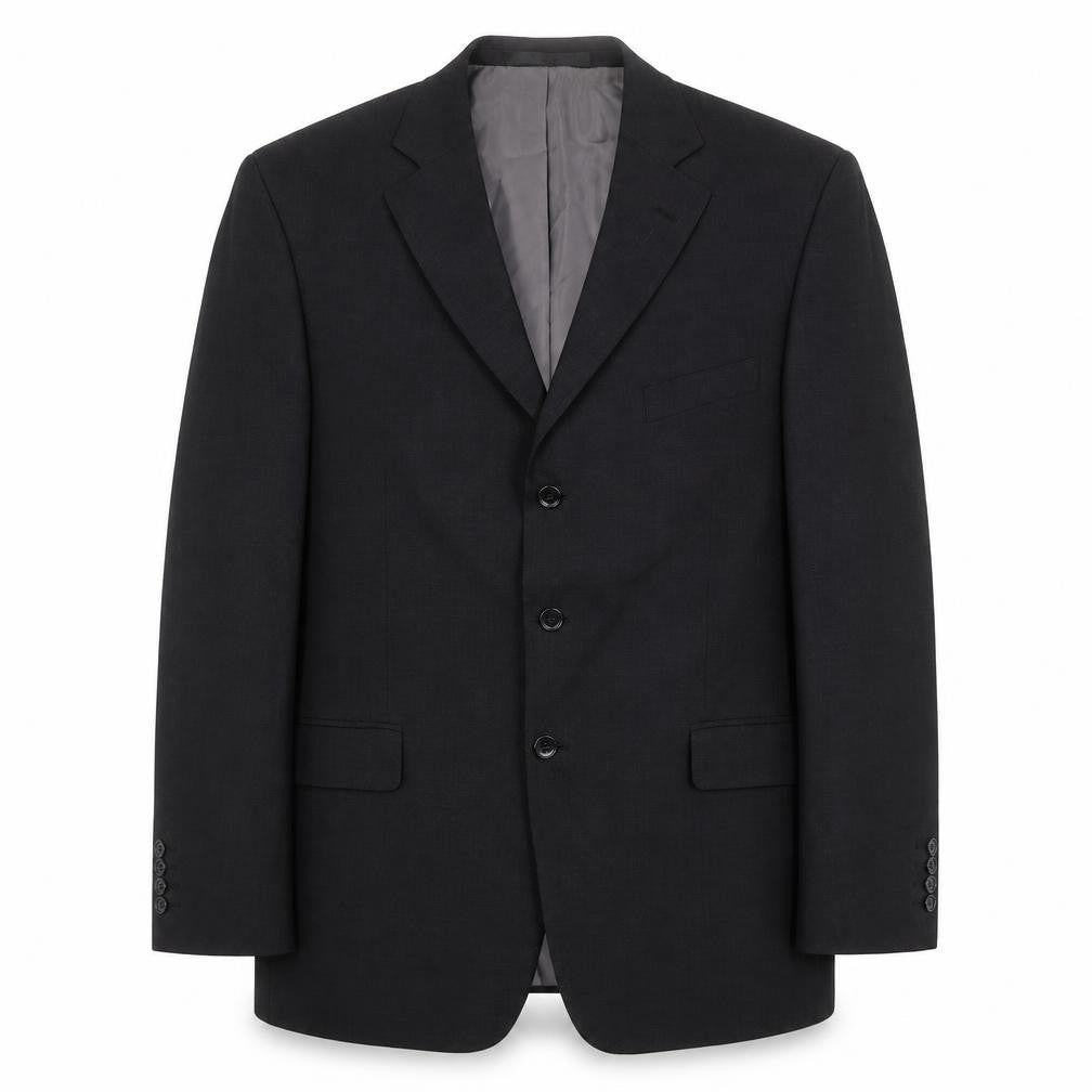 Front view of Marks & Spencer men’s grey polyester jacket suit jacket, size 44, regular