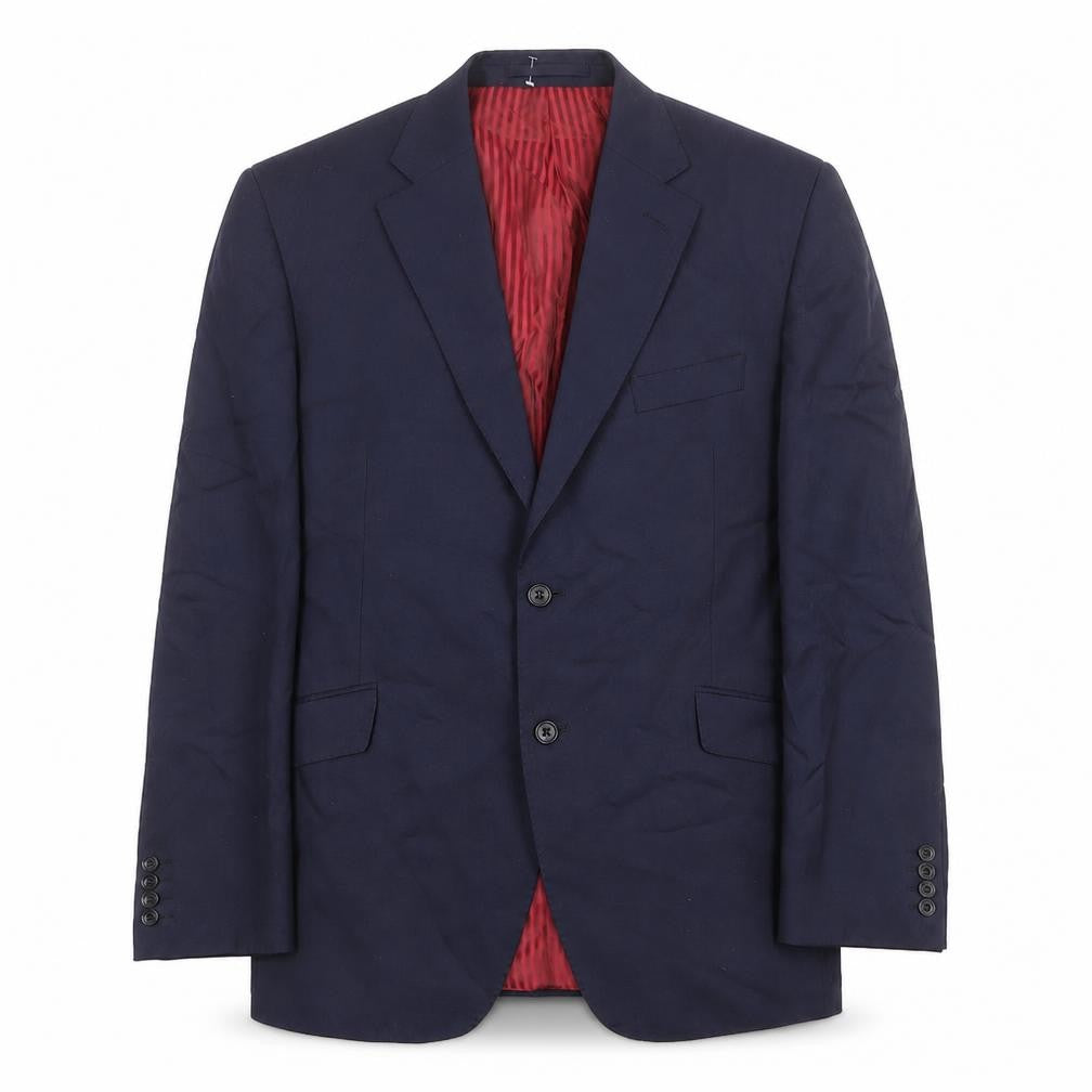 Front view of Marks & Spencer men’s blue wool jacket suit jacket, size 44, regular