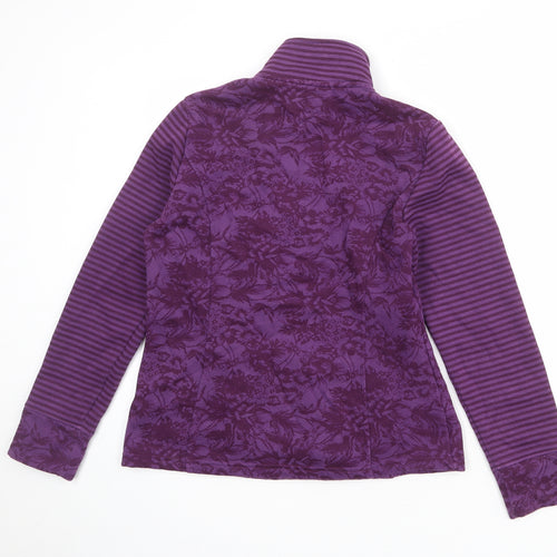 Per Una Womens Purple Geometric Cotton Pullover Sweatshirt Size M Button