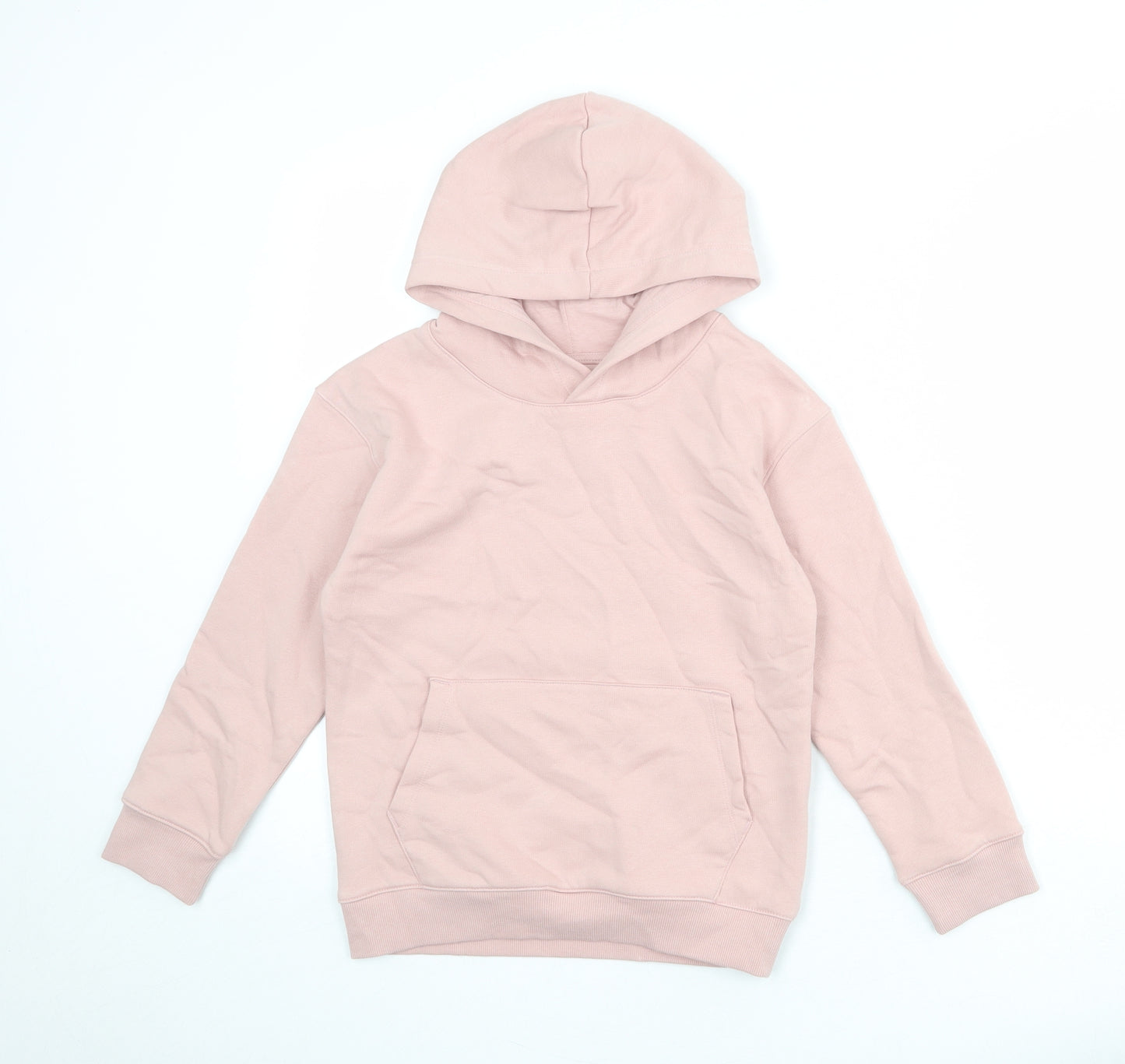 Marks and Spencer Girls Pink Cotton Pullover Hoodie Size 8-9 Years Pullover