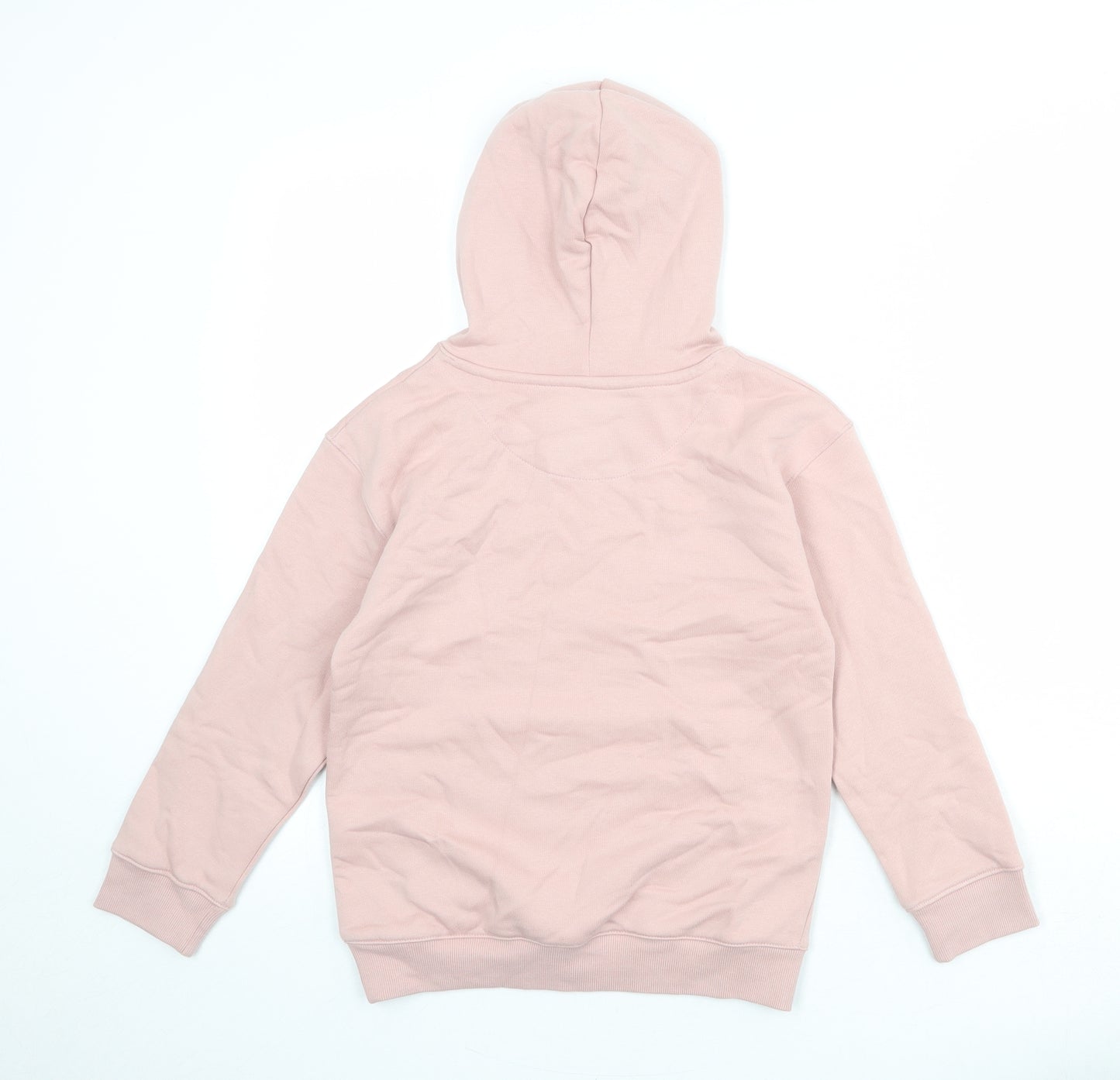 Marks and Spencer Girls Pink Cotton Pullover Hoodie Size 8-9 Years Pullover