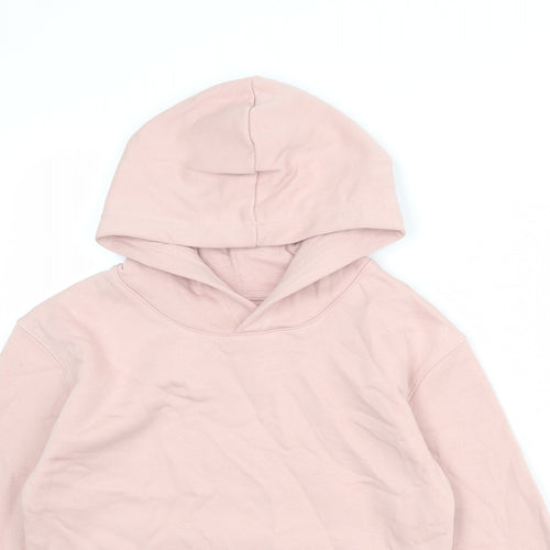 Marks and Spencer Girls Pink Cotton Pullover Hoodie Size 8-9 Years Pullover