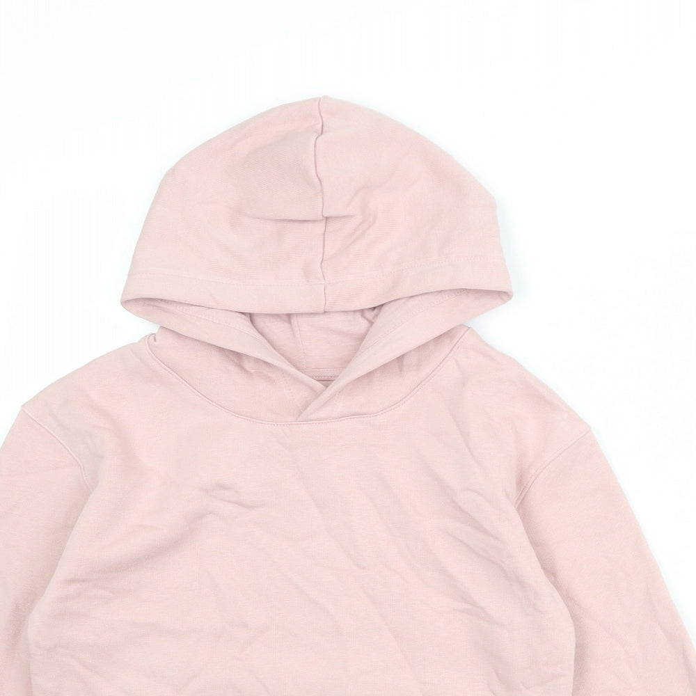 Marks and Spencer Girls Pink Cotton Pullover Hoodie Size 8-9 Years Pullover