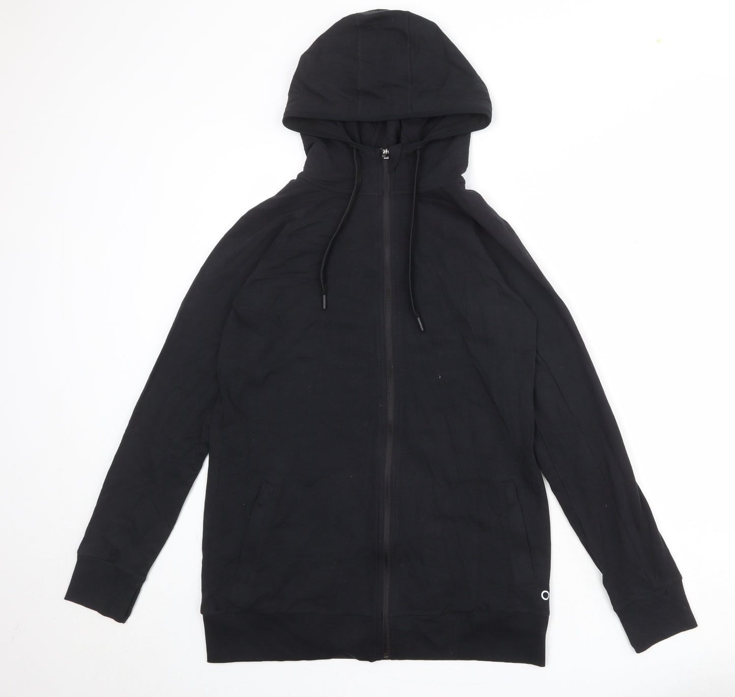 GOODMOVE Womens Black Cotton Full Zip Hoodie Size 12 Zip