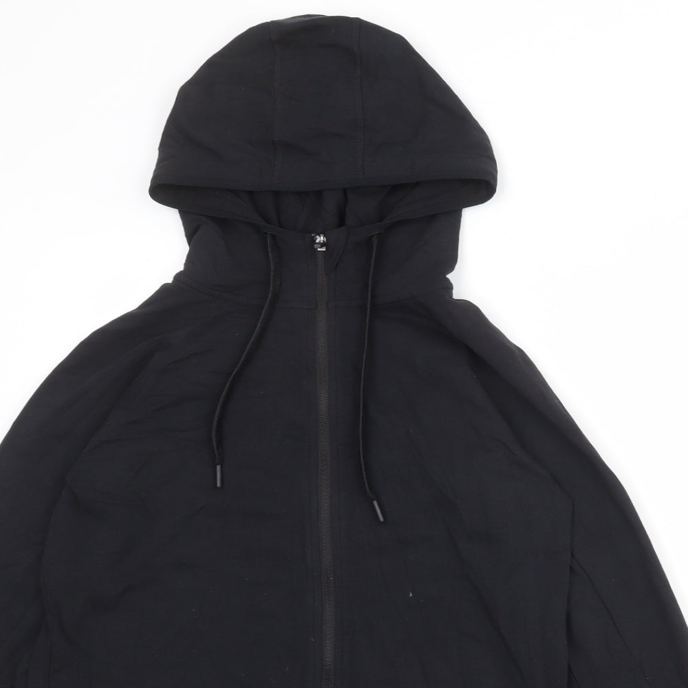 GOODMOVE Womens Black Cotton Full Zip Hoodie Size 12 Zip