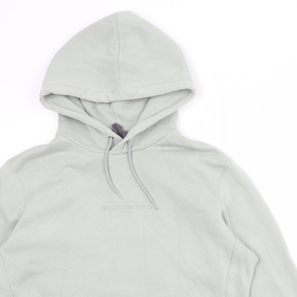H&M Womens Green Cotton Pullover Hoodie Size M Pullover