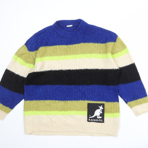 Kangol Womens Multicoloured Round Neck Striped Acrylic Pullover Jumper Size XS