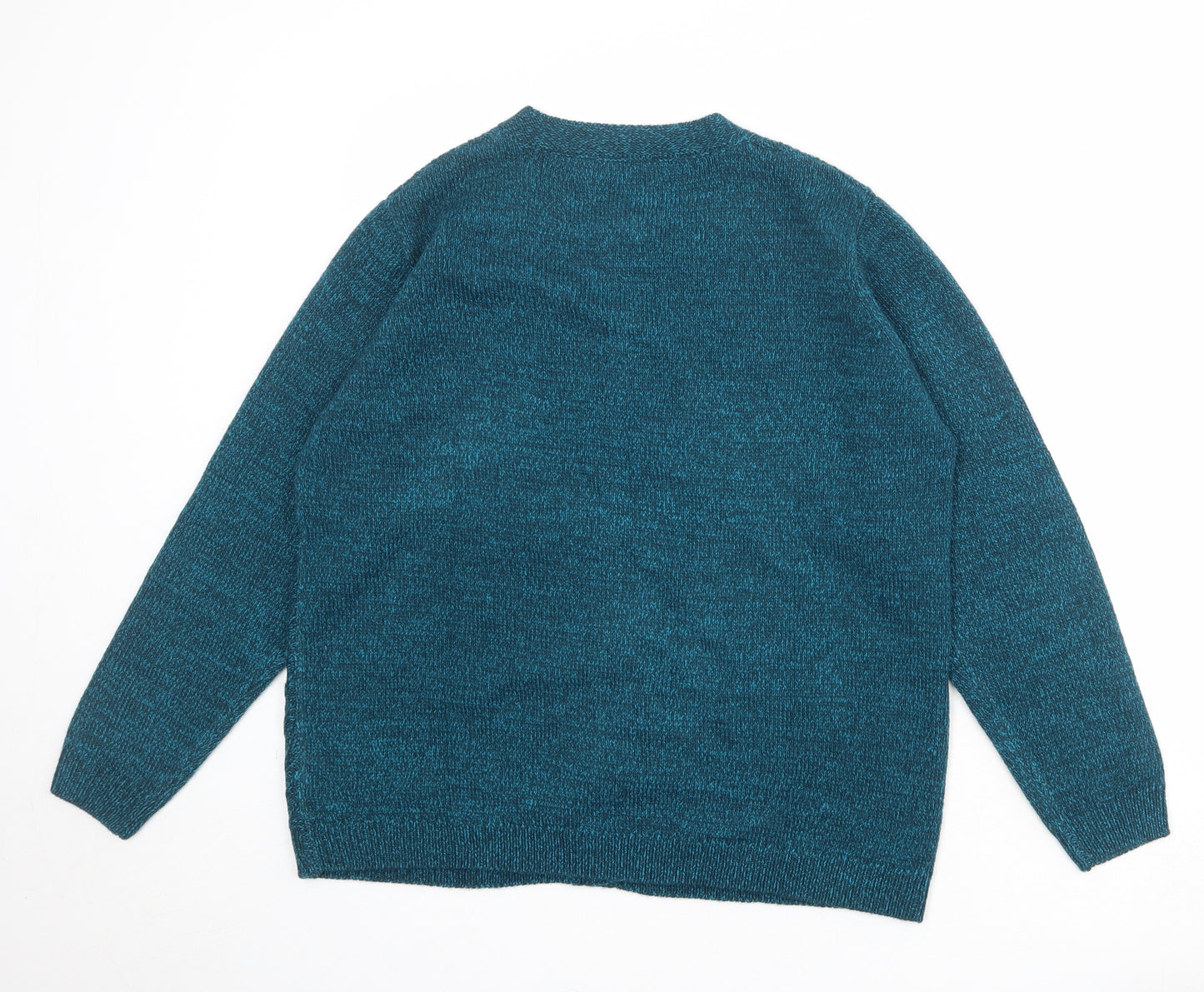 EWM Womens Blue Round Neck Acrylic Cardigan Jumper Size 14