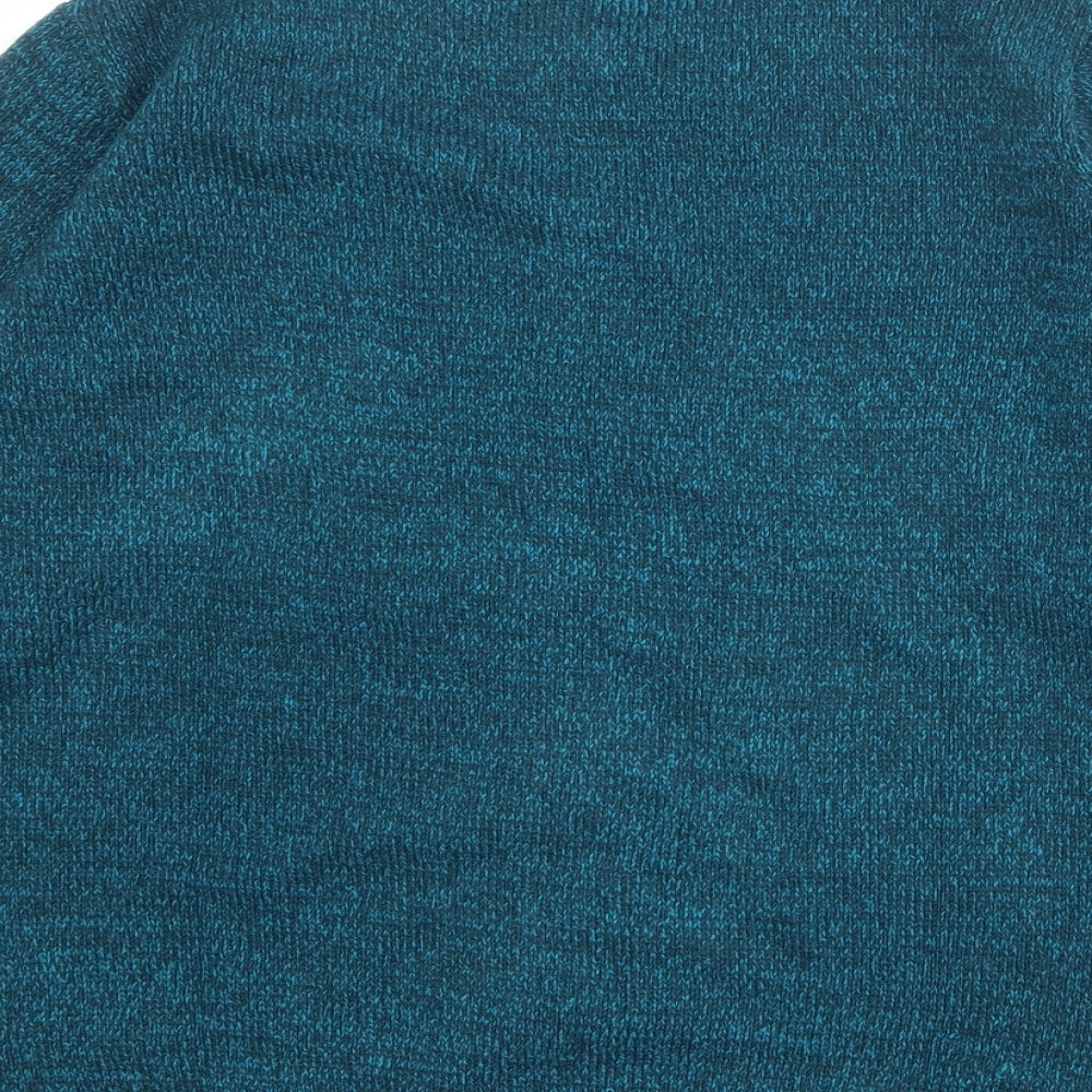 EWM Womens Blue Round Neck Acrylic Cardigan Jumper Size 14