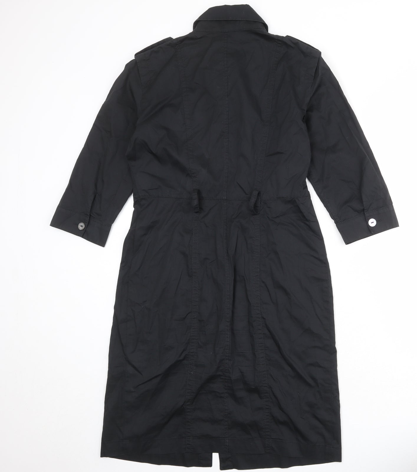 Laurél Womens Black 100% Cotton Shirt Dress Size 12 Collared Button