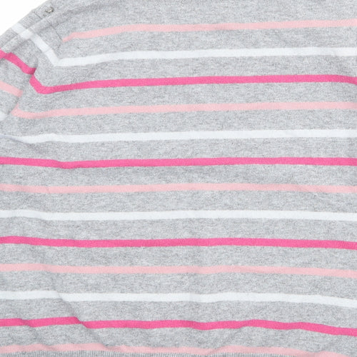 Bonmarché Womens Grey Round Neck Striped Acrylic Pullover Jumper Size L