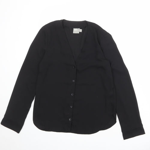 ASOS Womens Black Polyester Basic Button-Up Size 6 V-Neck