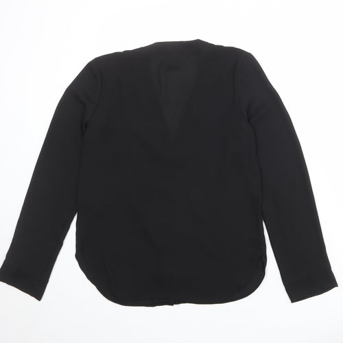 ASOS Womens Black Polyester Basic Button-Up Size 6 V-Neck