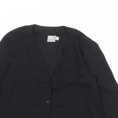 ASOS Womens Black Polyester Basic Button-Up Size 6 V-Neck