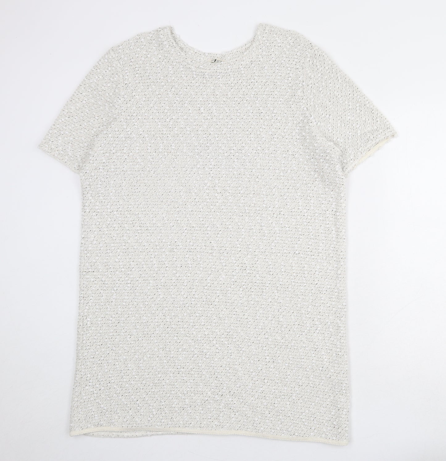 River Island Womens White Acrylic Jumper Dress Size 16 Round Neck Pullover
