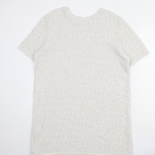 River Island Womens White Acrylic Jumper Dress Size 16 Round Neck Pullover