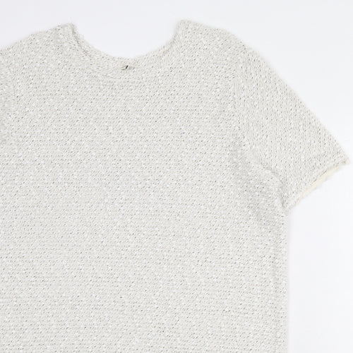 River Island Womens White Acrylic Jumper Dress Size 16 Round Neck Pullover