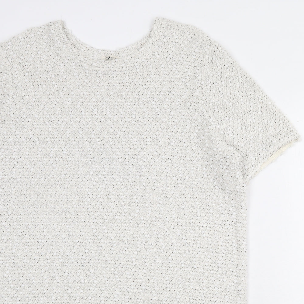 River Island Womens White Acrylic Jumper Dress Size 16 Round Neck Pullover