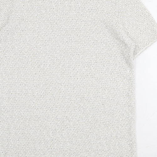 River Island Womens White Acrylic Jumper Dress Size 16 Round Neck Pullover