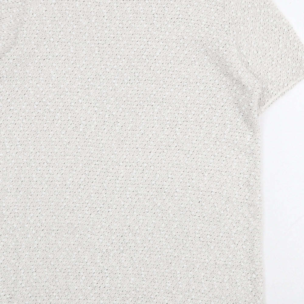 River Island Womens White Acrylic Jumper Dress Size 16 Round Neck Pullover