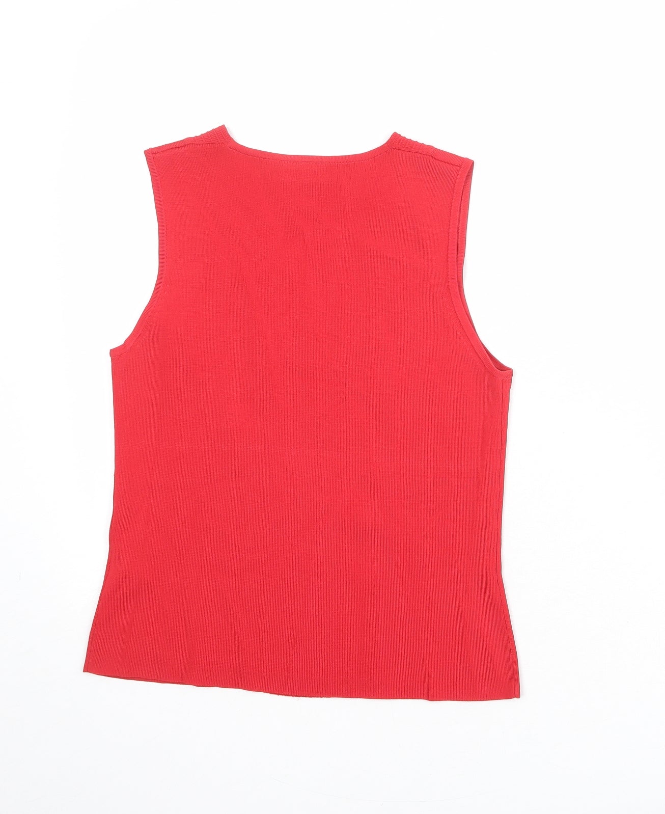 Wallis Womens Red Viscose Basic Tank Size 12 V-Neck