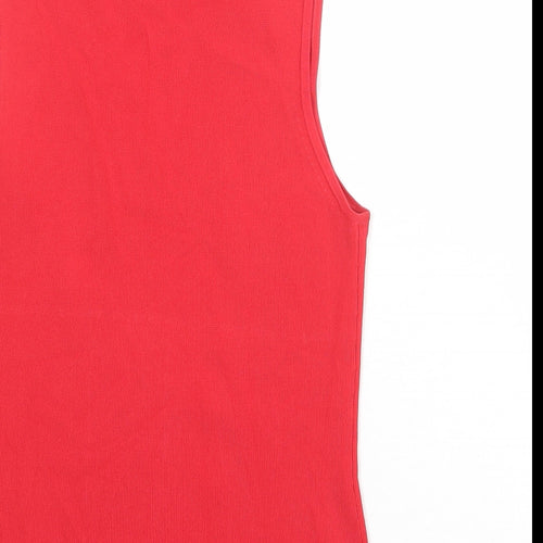 Wallis Womens Red Viscose Basic Tank Size 12 V-Neck