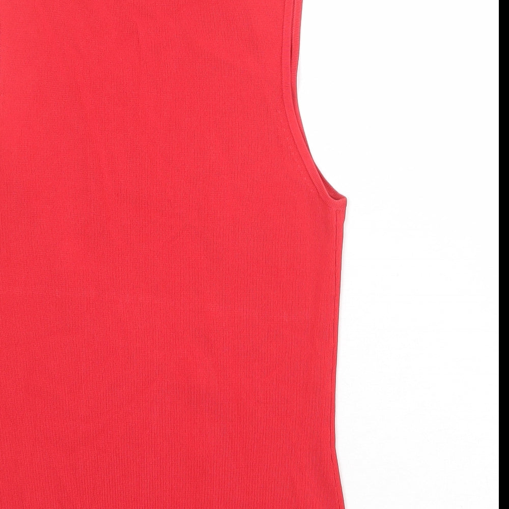 Wallis Womens Red Viscose Basic Tank Size 12 V-Neck