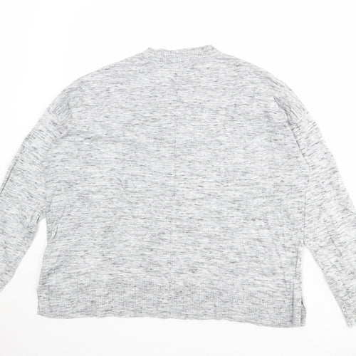 Oasis Womens Grey Round Neck Geometric 100% Cotton Pullover Jumper Size L
