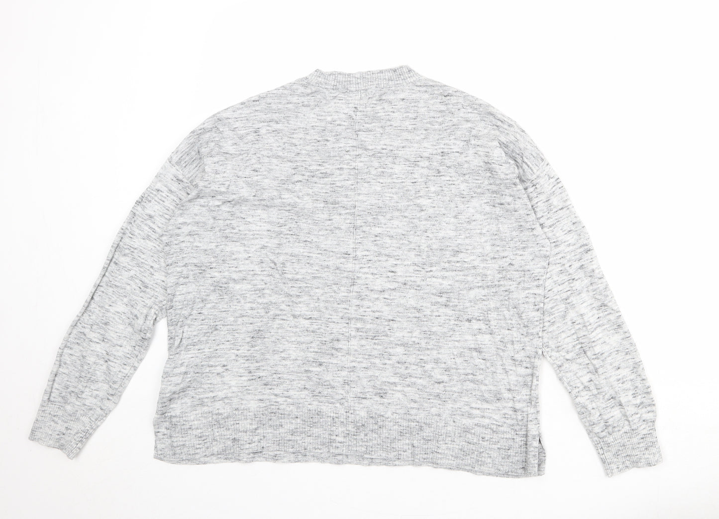 Oasis Womens Grey Round Neck Geometric 100% Cotton Pullover Jumper Size L
