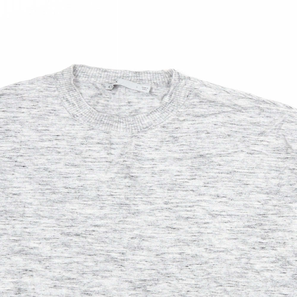Oasis Womens Grey Round Neck Geometric 100% Cotton Pullover Jumper Size L