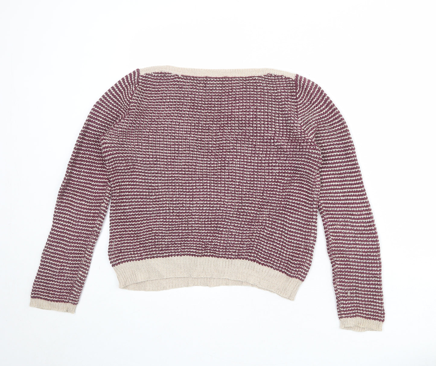 Autograph Womens Purple Round Neck Geometric Cotton Pullover Jumper Size 12