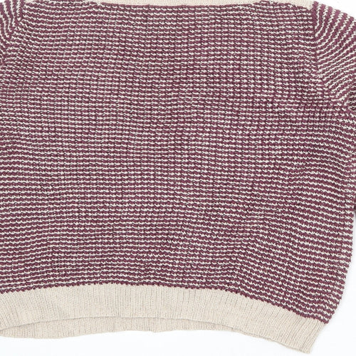 Autograph Womens Purple Round Neck Geometric Cotton Pullover Jumper Size 12