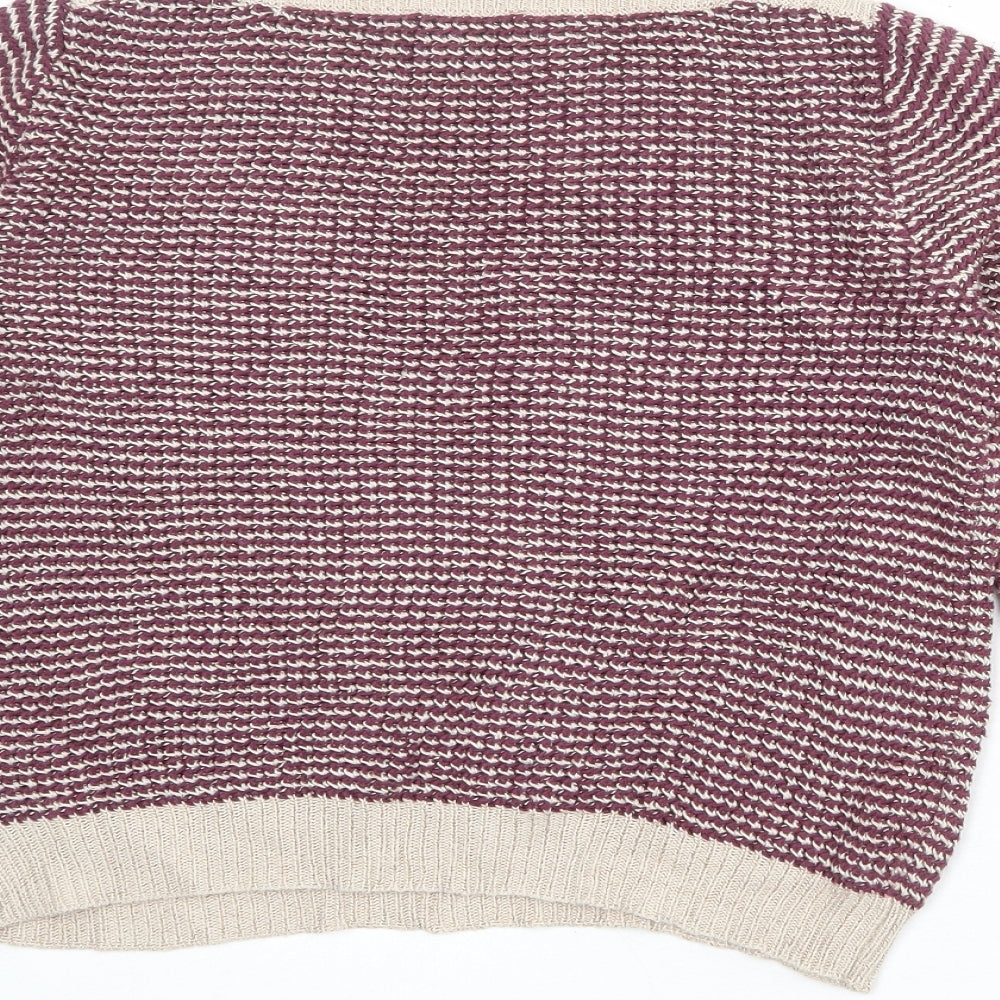 Autograph Womens Purple Round Neck Geometric Cotton Pullover Jumper Size 12