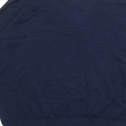 Marks and Spencer Womens Blue V-Neck Striped 100% Cotton Pullover Jumper Size M